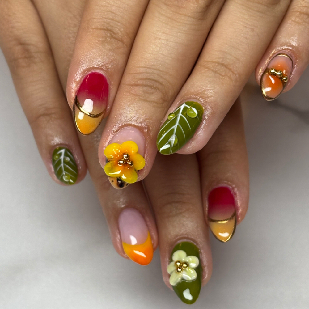 Hard Gel Manicure Intricate/3D Art at RiseNailStudio in Youngwood, PA