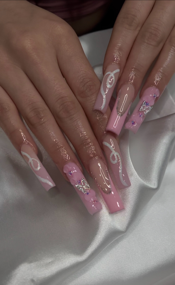 XL Acrylics W Rhinestones/charms
