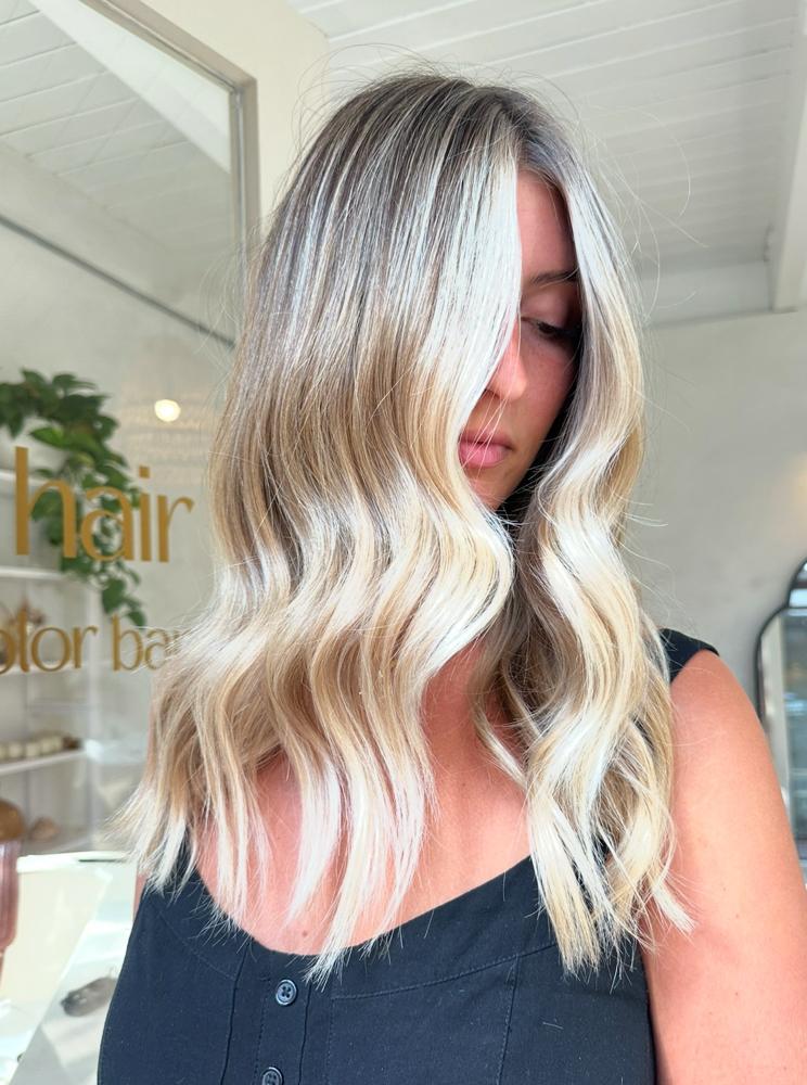 Bali Bombshell Blonde at Solstice Hair - extension + color bar in San Clemente, CA