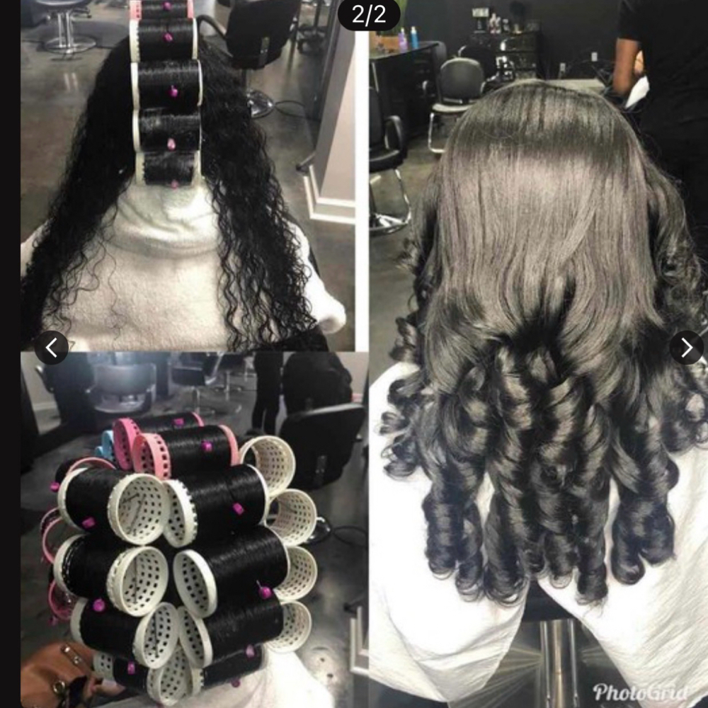 Roller Set only at Finesse Braids & Beauty + in Spring, TX