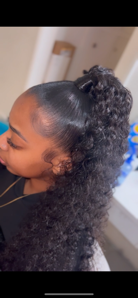 Curly/Wet Half Up, Half Down
