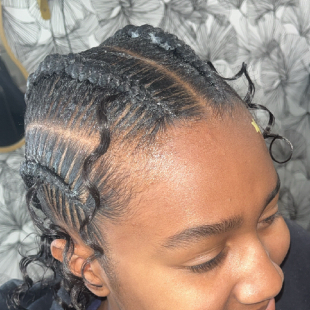 Straigh Back Feed-in braids at Golden Combs in Fountain, CO