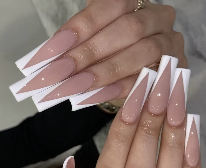 Full set V french tips