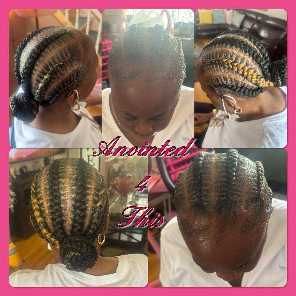 6 Stitch braids W/Bun