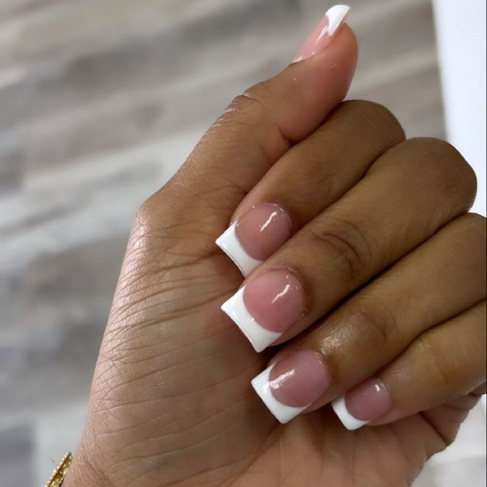 Short & Medium 2000s French Tip at JocyxNailz in Bakersfield, CA