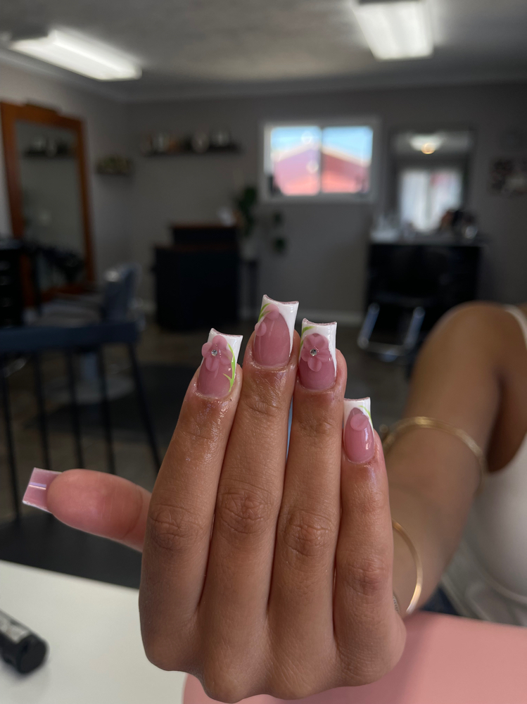 full acrylic set (medium) at nailsbykym in Forest City, IA