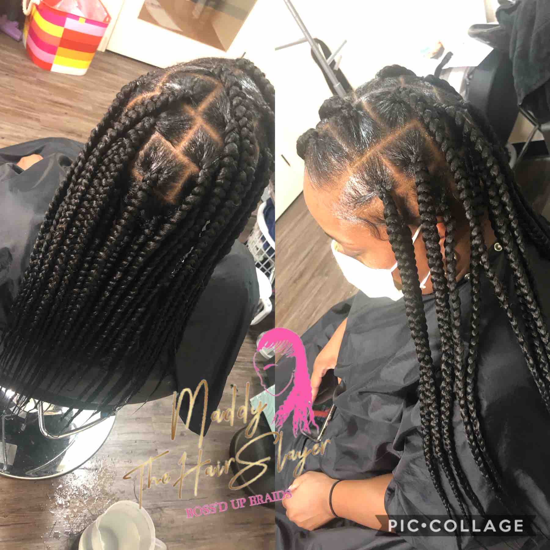 Large knotless Box Braids Mid Back