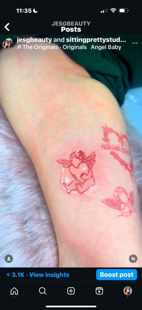 Tiny Tattoo, Red Ink, No Shading