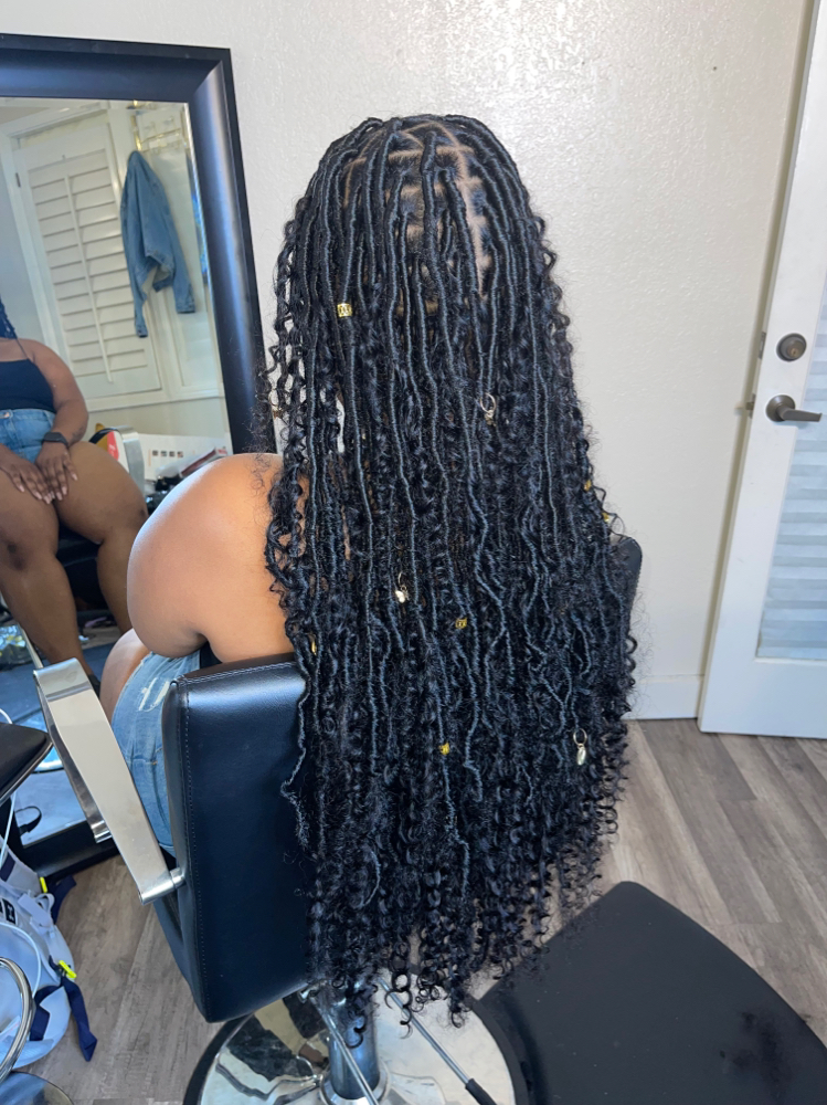 Faux Locs W/ Human Hair Curls