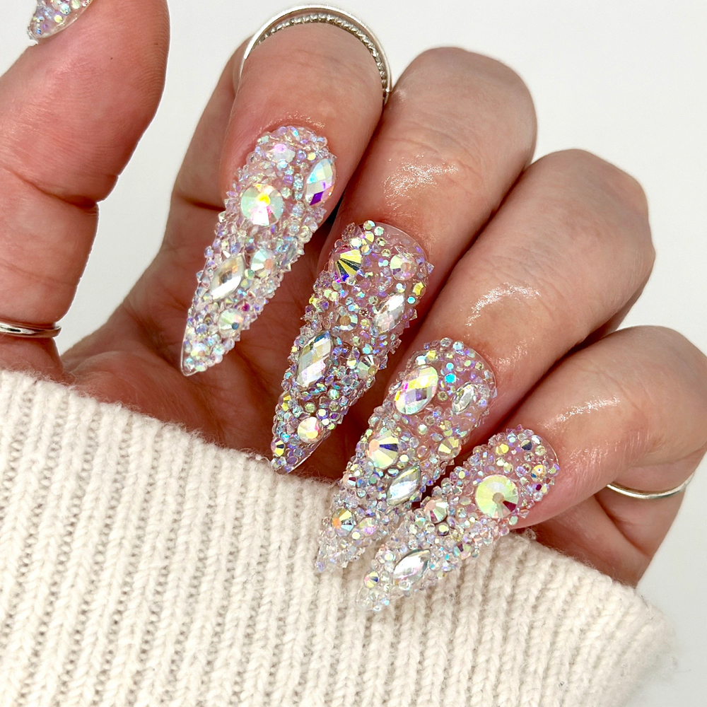 Blinged Out Full Rhinestone Nails at Aura Beauty Lounge LLC in Eagle, ID