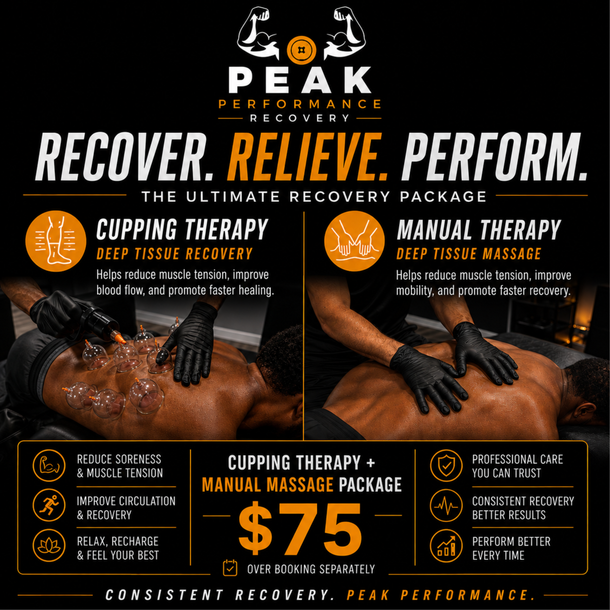 Cupping Therapy + Manual Massage at Peak Performance Recovery in Hockley, TX