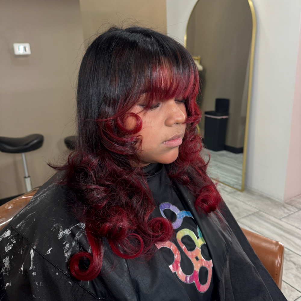 Tip outs w/ single process color at Glammedbynatt in Tonawanda, NY