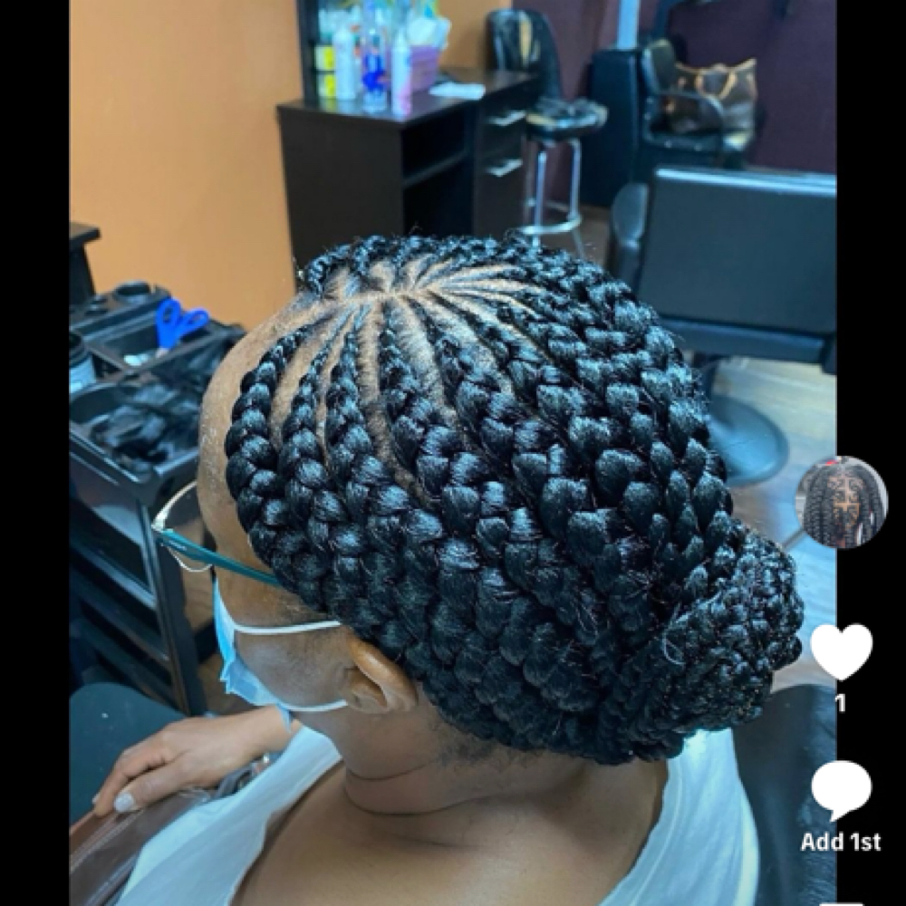 Corn Rows at Mame’s  hair braiding in Cordova, TN