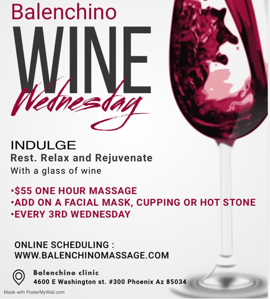 Wine 🍷3rd Wednesday $55 hr massage