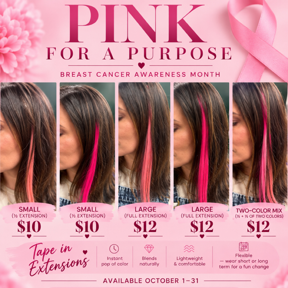 Pink For Purpose Tape Extension 2+ at Vivid Hair & Makeup Studio By Bailee Hunter in Green Bay, WI
