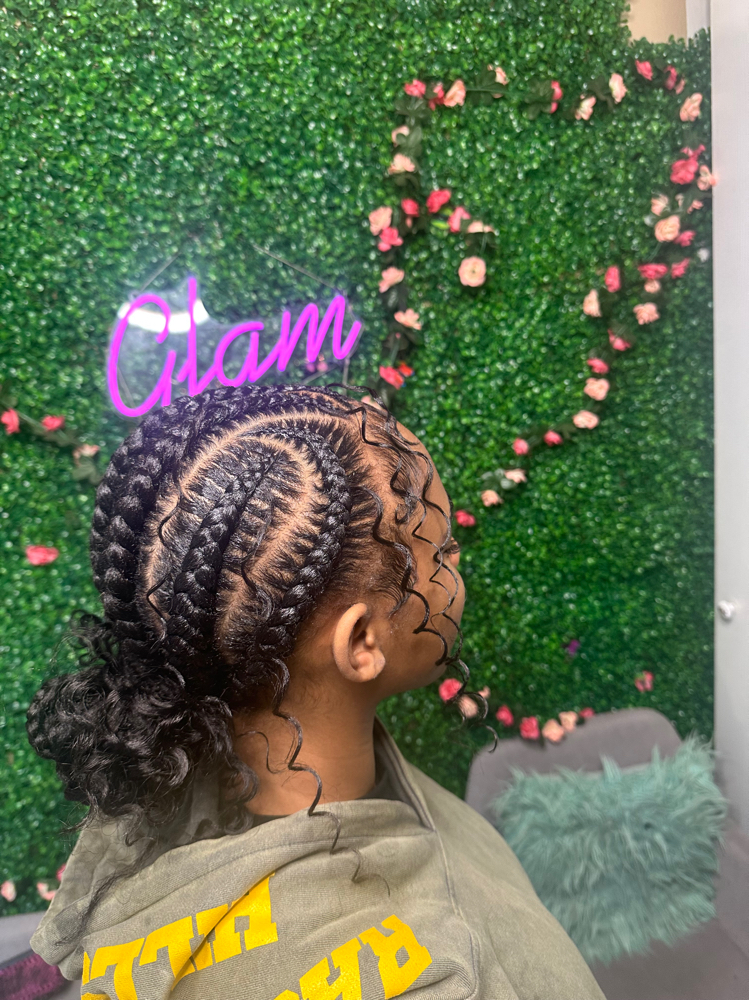 6 Stitch Braids w/curls