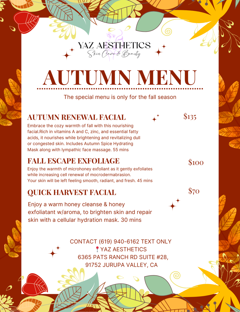 Autumn Facial Menu