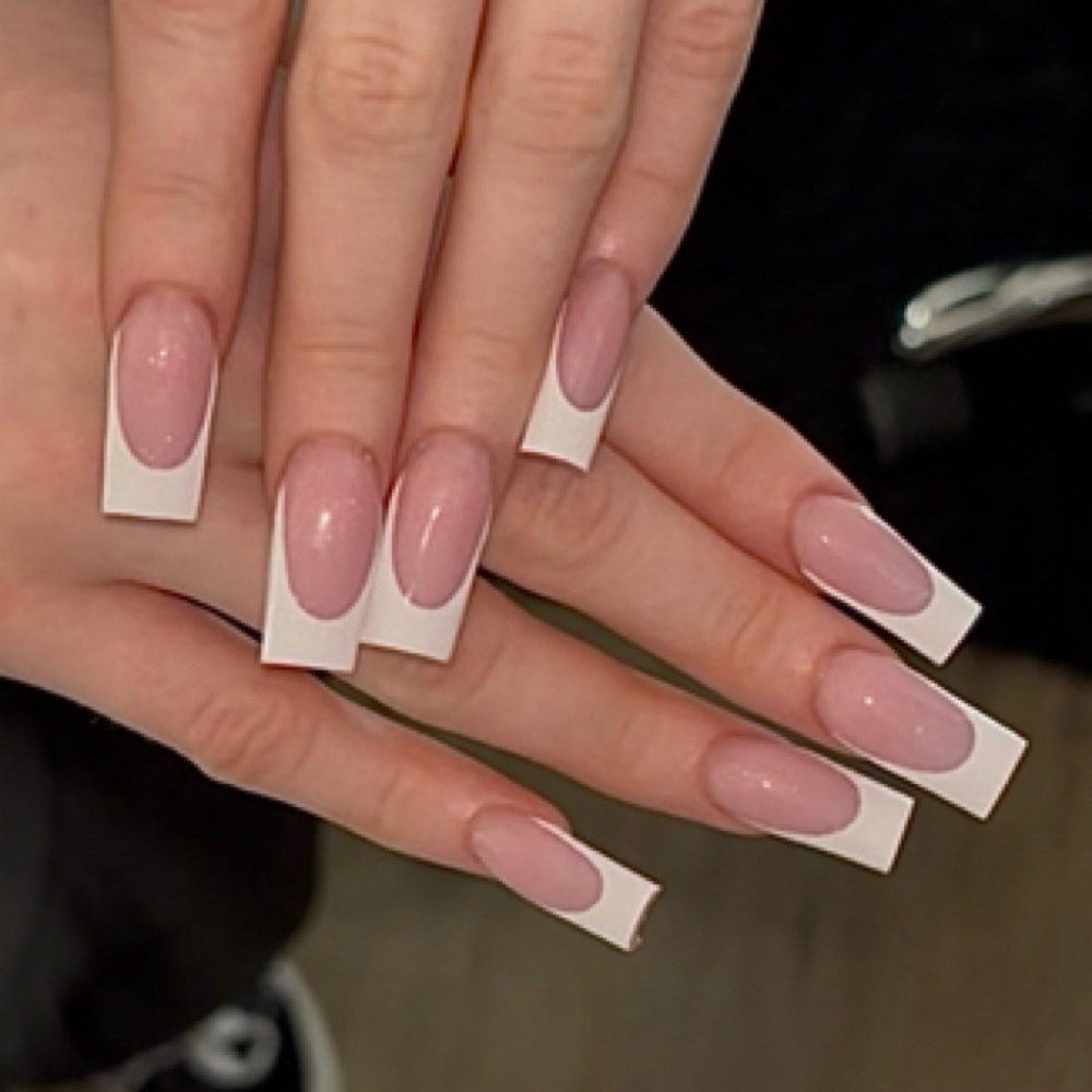 Full Set French Tip Nails at Gavs.beautybar in Santa Maria, CA