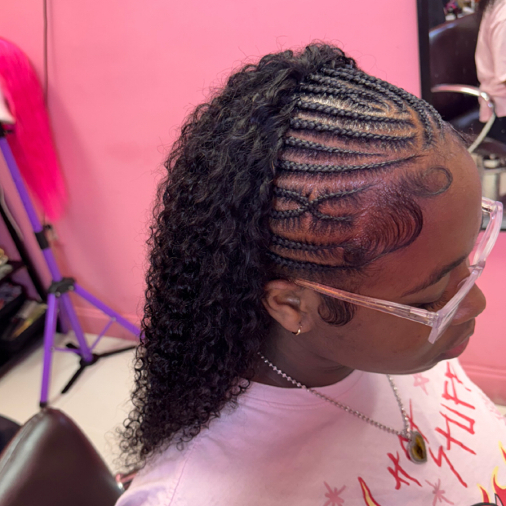 Half braids and half weave at Mimistylx LLC in North Lauderdale, FL