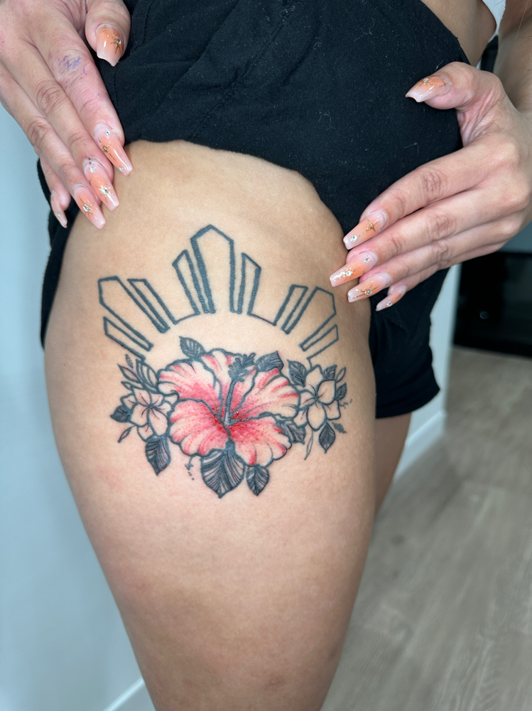 Small - Medium Thigh Tattoo at TheTattooedWahine in San Diego, CA