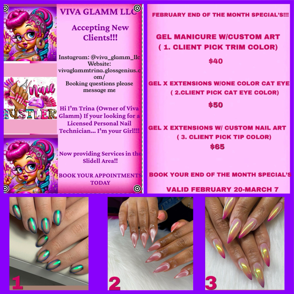 Feb  Gel Manicure W/ Custom Art at Viva Glamm LLC in Slidell, LA