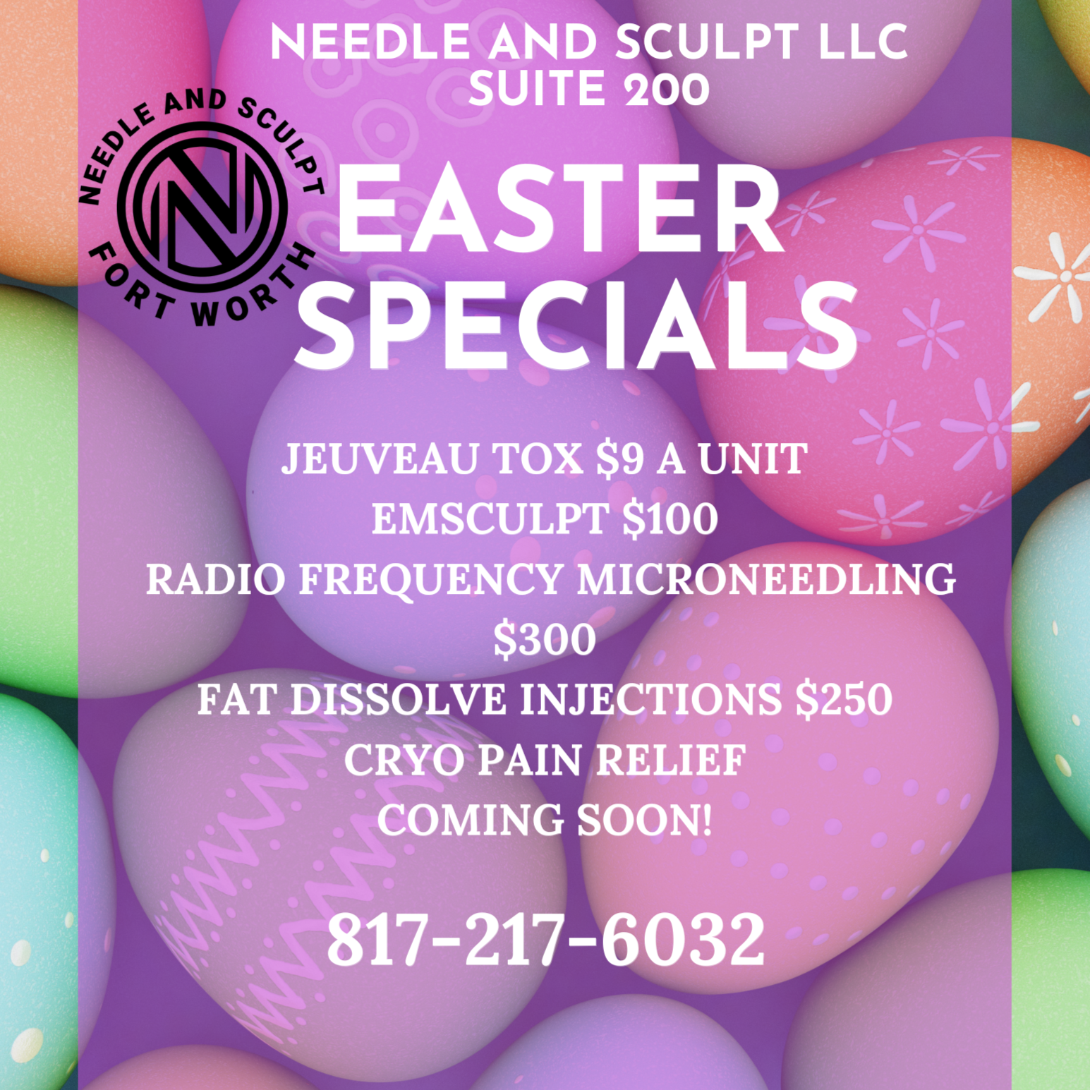 Easter Specials at Needle and Sculpt LLC : Cosmetic Injections and BodySculpting in Fort Worth, TX