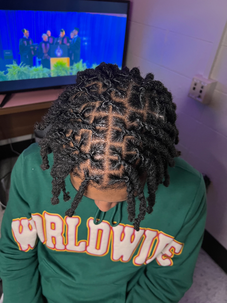 retwist + 2 strand twist