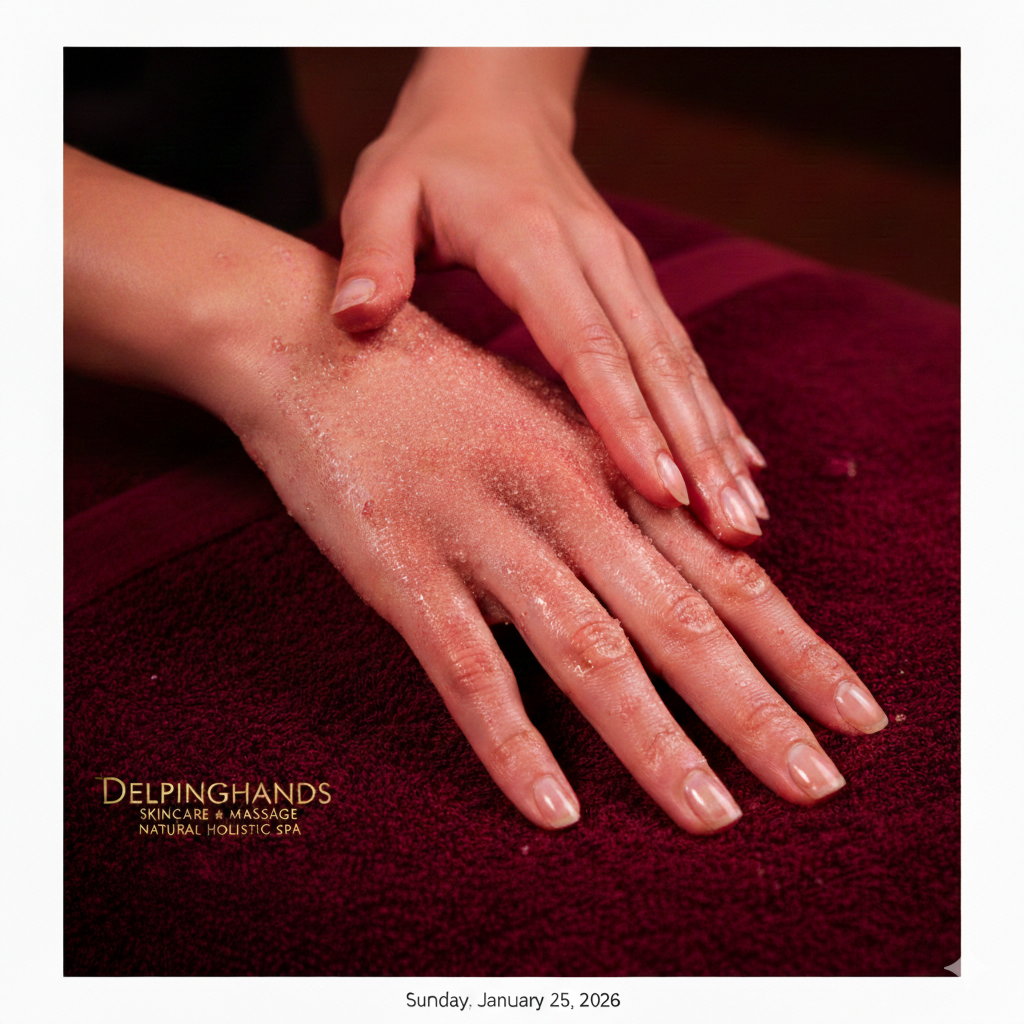 Exfoliating Sugar Hand Tx at Delpinghands Skincare & Massage in NY, NY