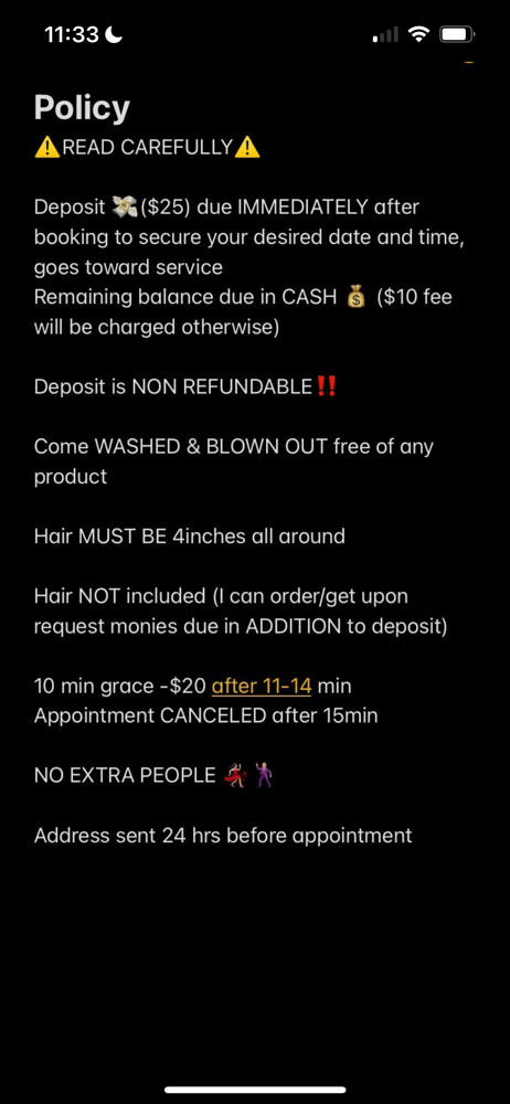 BOOKING POLICY *plz Read*