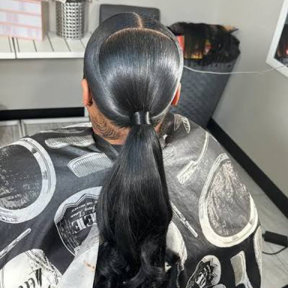 Sleek ponytail at Next Level Beauty Bar in Lawton, OK