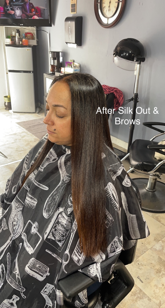 Silk Press &  Brows Special