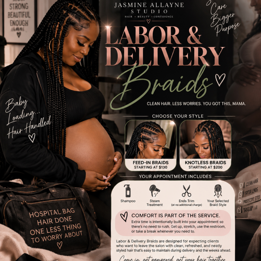 Labor & Delivery Braids at Jasmine Allayne Studio in Greensboro, NC