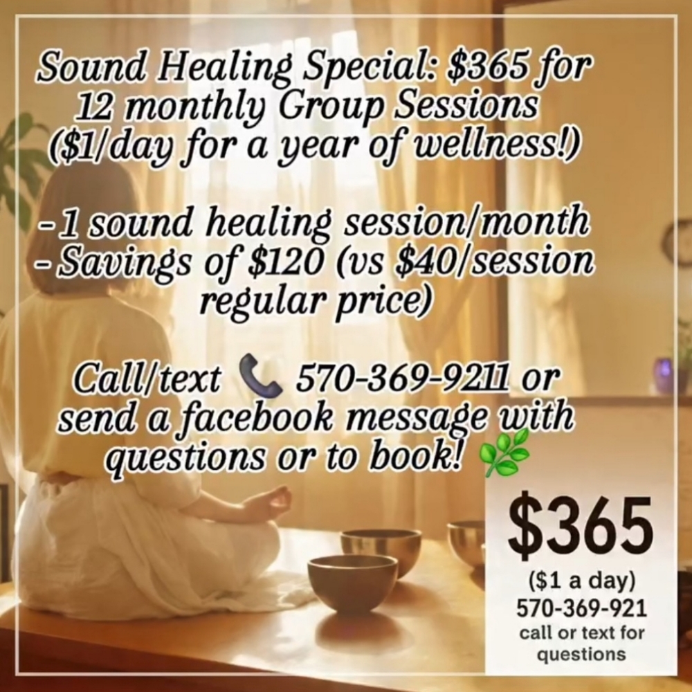 12 GROUP SOUND HEALING SESSIONS at Sound Healing SOS in Dingmans Ferry, PA