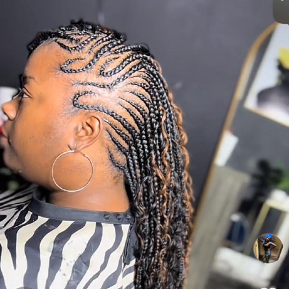 Mohawk boho braids at IDoHairByDay in Desoto, TX