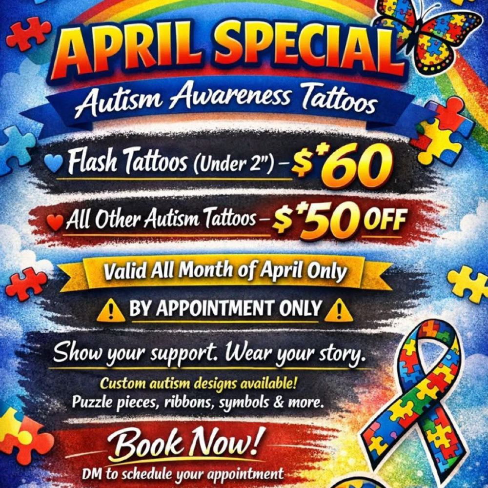Autism Awareness Tattoos! at THE LASH RESORT in Bay Springs, MS