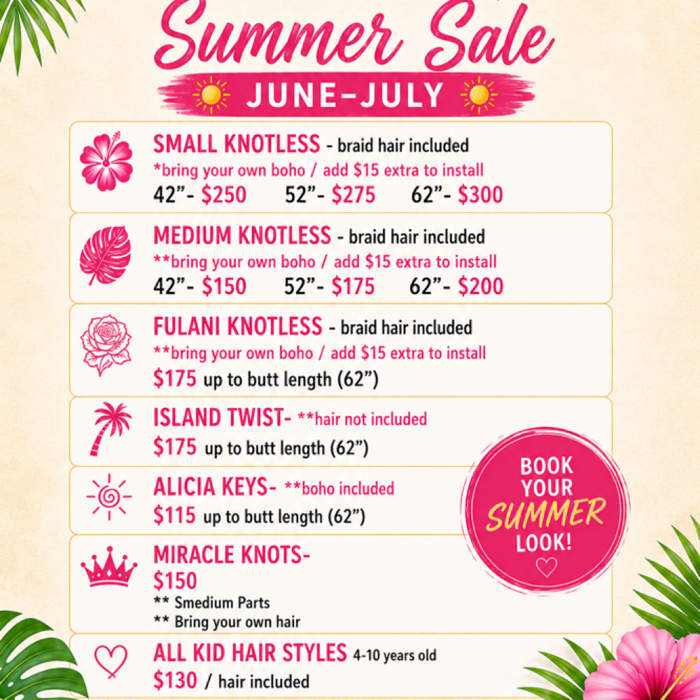 SUMMER SALE at 🌹 Royal Rose Braids 🌹 in Texarkana, TX