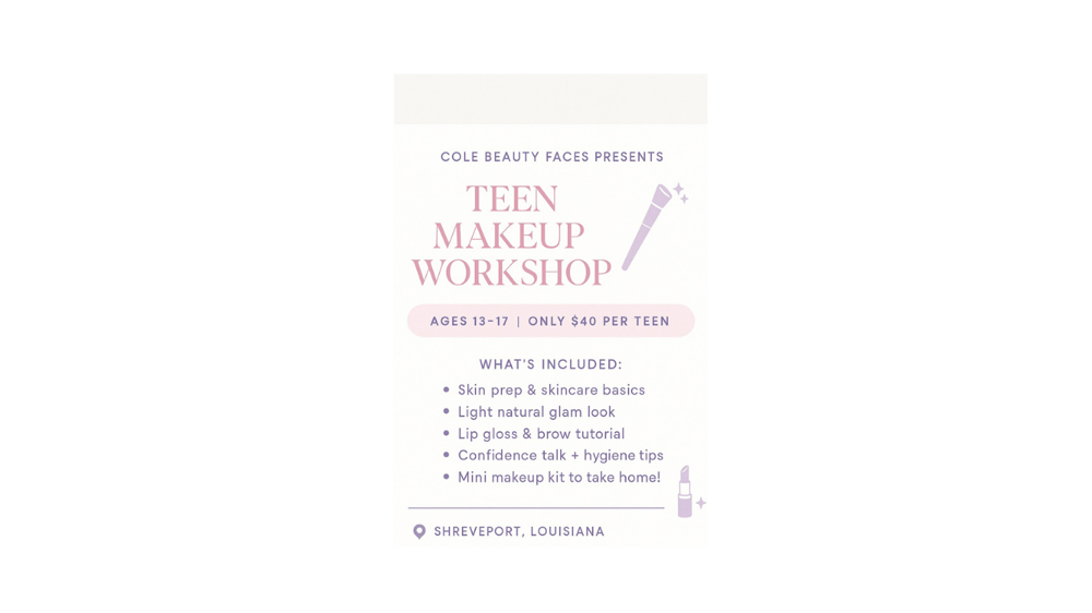 Makeup Workshops For Teens 13-17