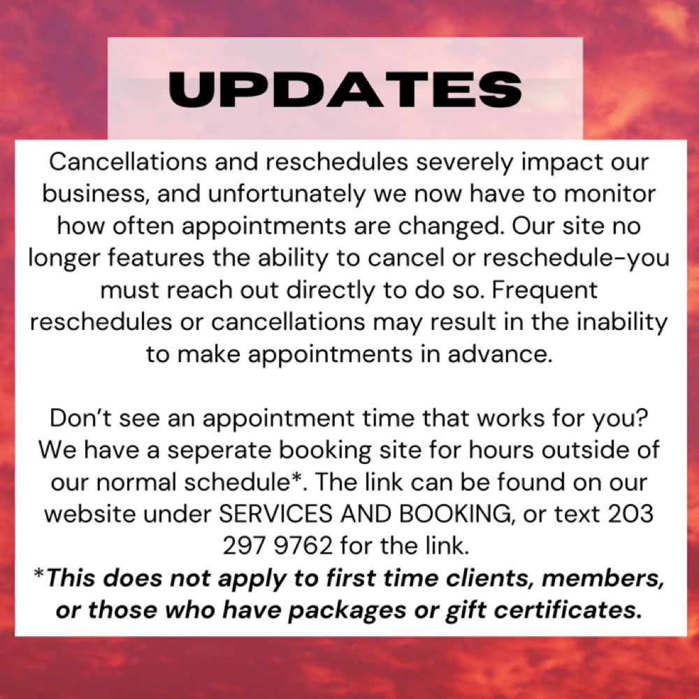 IMPORTANT UPDATES at Cherrie Darling Beauty in Bethel, CT
