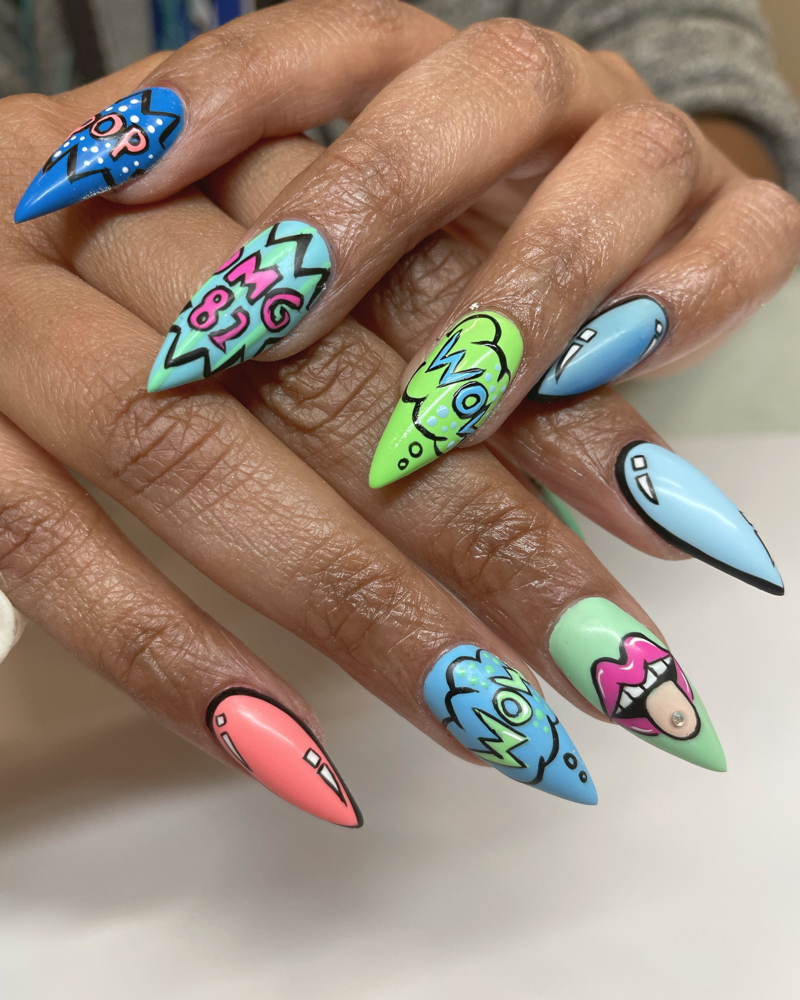 ACRYLIC SET WITH ADVANCE NAIL ART