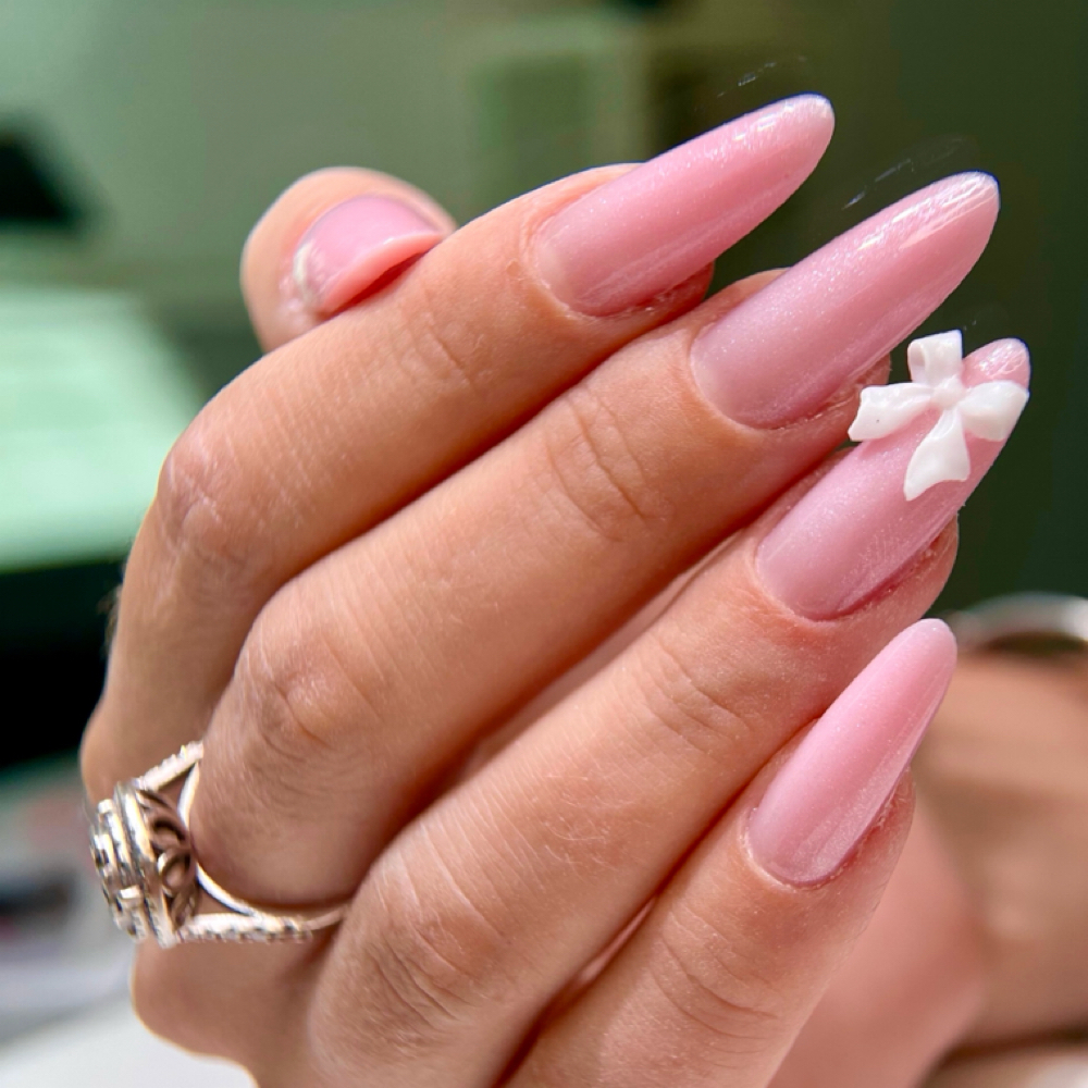 Gel Extensions+Russian Mani-Initial at Liz’s Nails in Valencia, CA