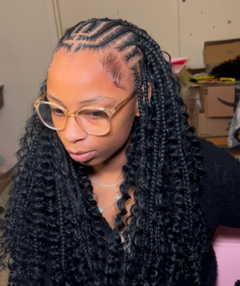 Fulani braids with QW in the back