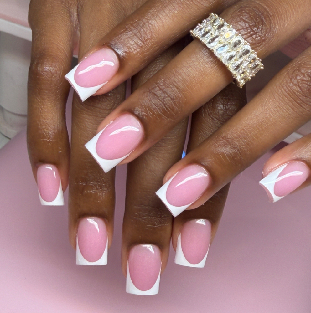 Acrylic French Tip Fullset at Luxury Nails by Des in Montebello, CA
