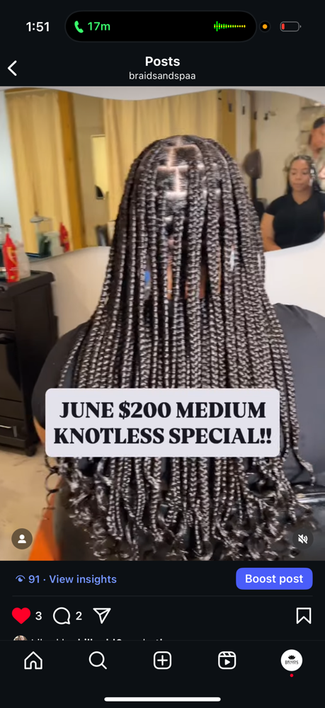 $200 Medium Knotless Special