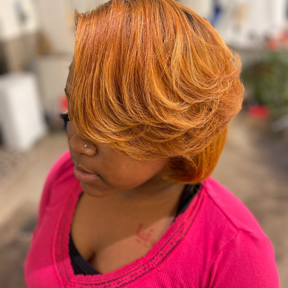 Single Process Color + Silk Press at J. Mc Hair Studio in Hattiesburg, MS