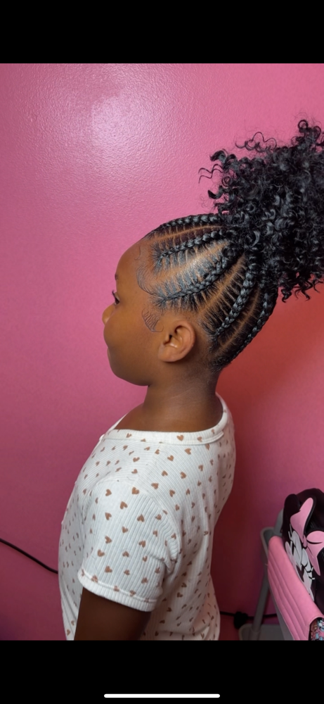 Kids Stitch Braid Curly Ponytail