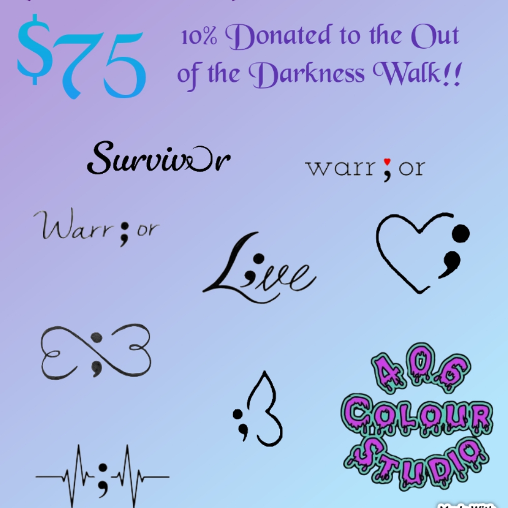 Flash Suicide Awareness Tattoos at 406 Colour Studio in Butte, MT