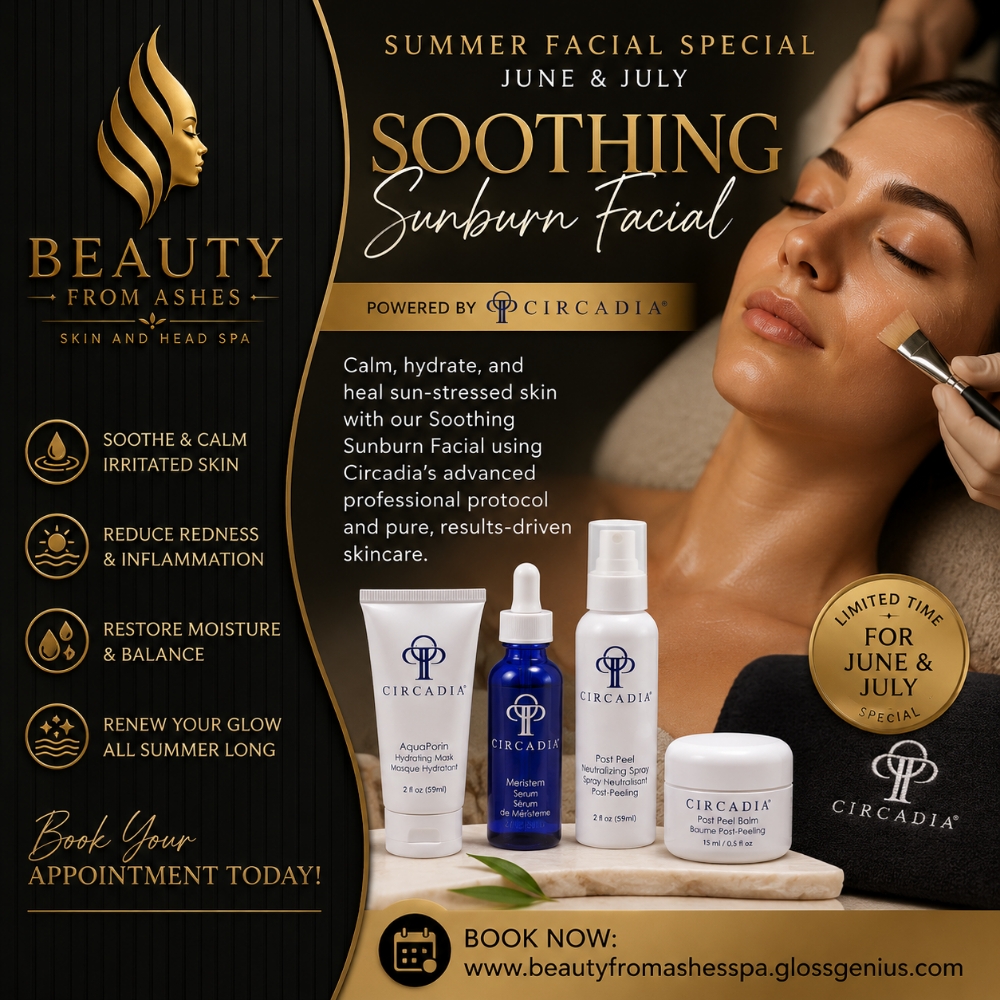 Soothing Sunburn Facial at Beauty From Ashes Skin and Head Spa in Memphis, TN