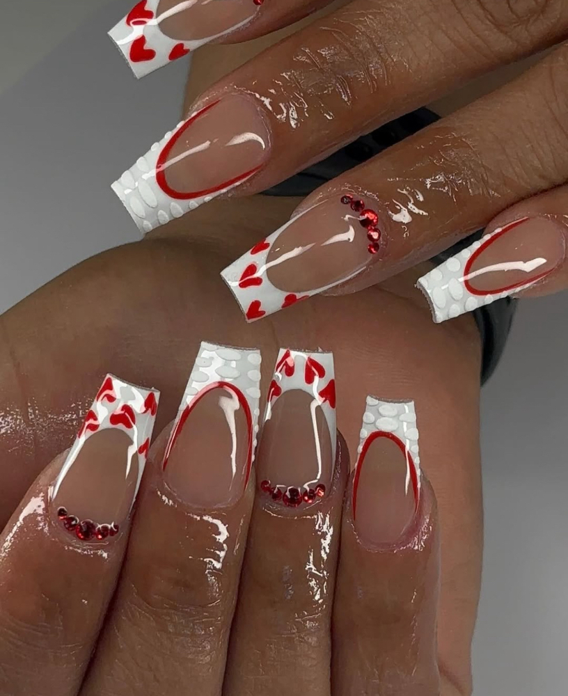 Acrylic Nail Blinged Out Frenchie