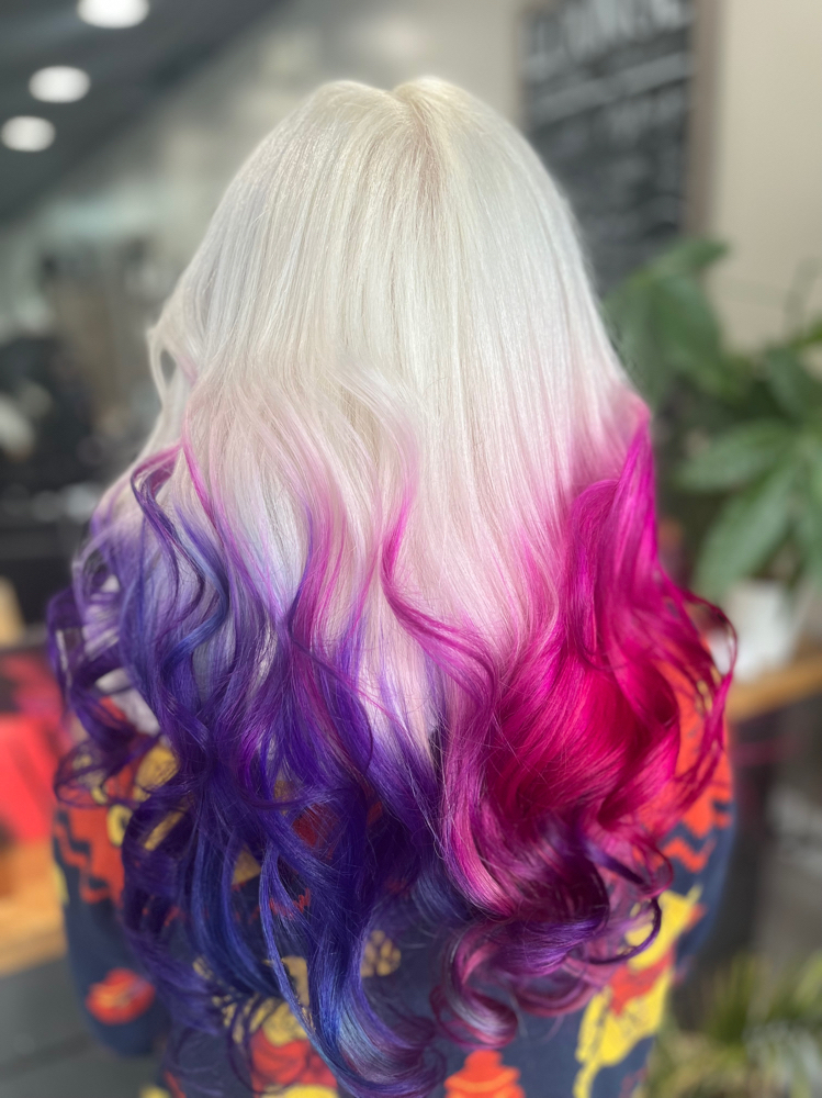 Balayage + Fun Color And Blowdry