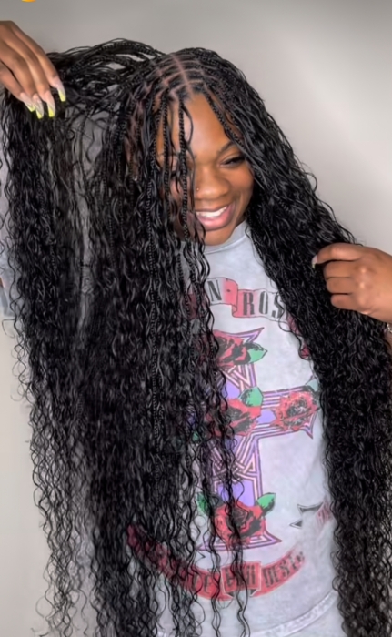 Small Bohemian Knotless Braids at C&C Hair Collection in Palos Hills, IL